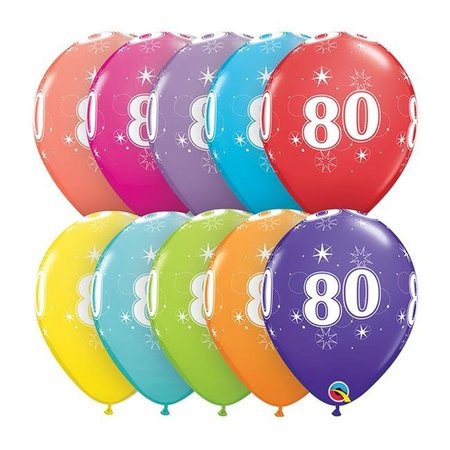 MAYFLOWER DISTRIBUTING Qualatex 85941 11 in. 80th Birthday A Round Latex Balloon 85941
